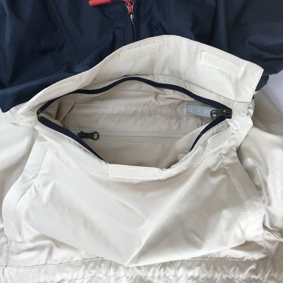 The North Face Anorak Hooded Windbreaker with Kangaroo Pouch.  Dark Blue White S - Picture 10 of 16